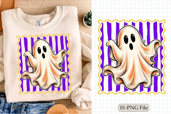 Download Striped Ghost Halloween Png,Spooky - Halloween png Collection