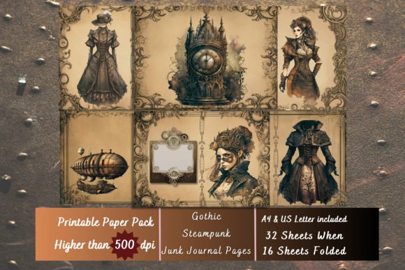Download Gothic Steampunk Victorian Digital Paper - Premium Resources