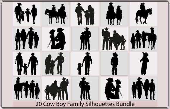 Download Cowboy Family Silhouette Bundle - Silhouette bundle Collection