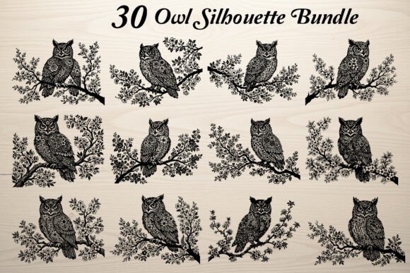 Download 30 Owl Silhouette Bundle - Silhouette bundle Collection