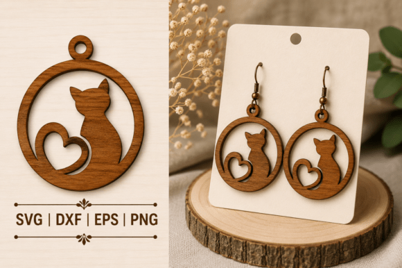 Download Cat Lover Dangle Earrings Laser Cut File - Premium Resources